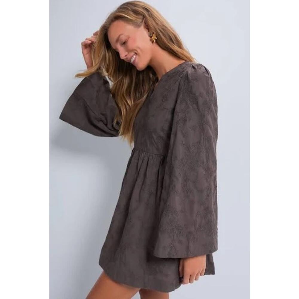 TUCKERNUCK Hyacinth House Brown Becca Bell-Sleeved Mini Dress NWT Size Medium - Picture 8 of 13